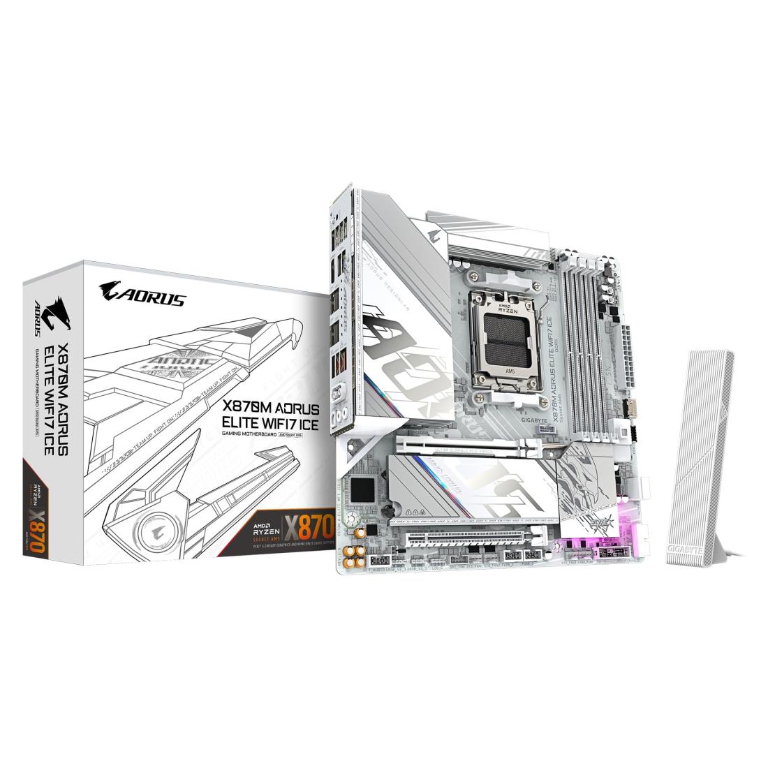 GIGABYTE X870M A ELITE WF7 ICE Micro-ATX お母さんゲーム盤 白いこと MB6798