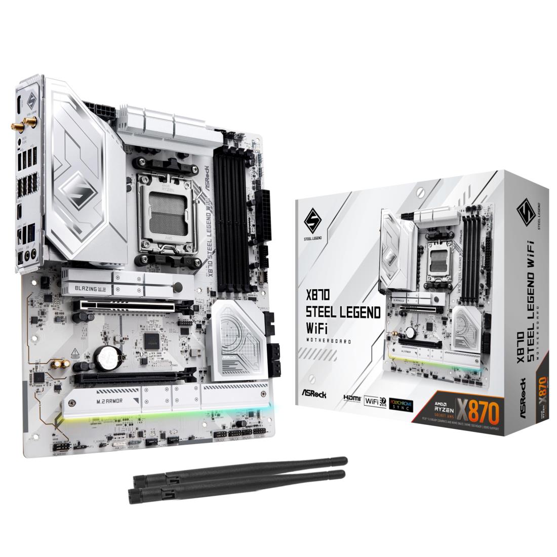 ASRock お母さんゲーム盤 X870 Steel Legend 無線LAN AMD Ryzen 9000 続きもの 中央処理装置 (Soket AM5) 相応う X870 手当て仕掛ける ATX お母さんゲーム盤