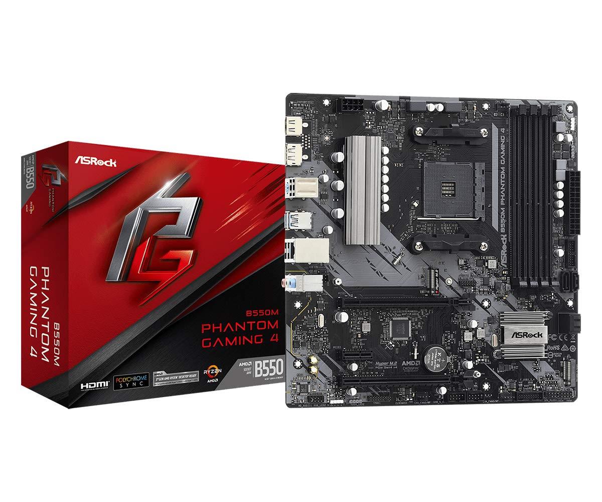 ASRock AMD Ryzen5000シリーズ(Soket AM4)対応 B550チップセット搭載 MicroATX マザーボード B550M Phantom Gaming 4