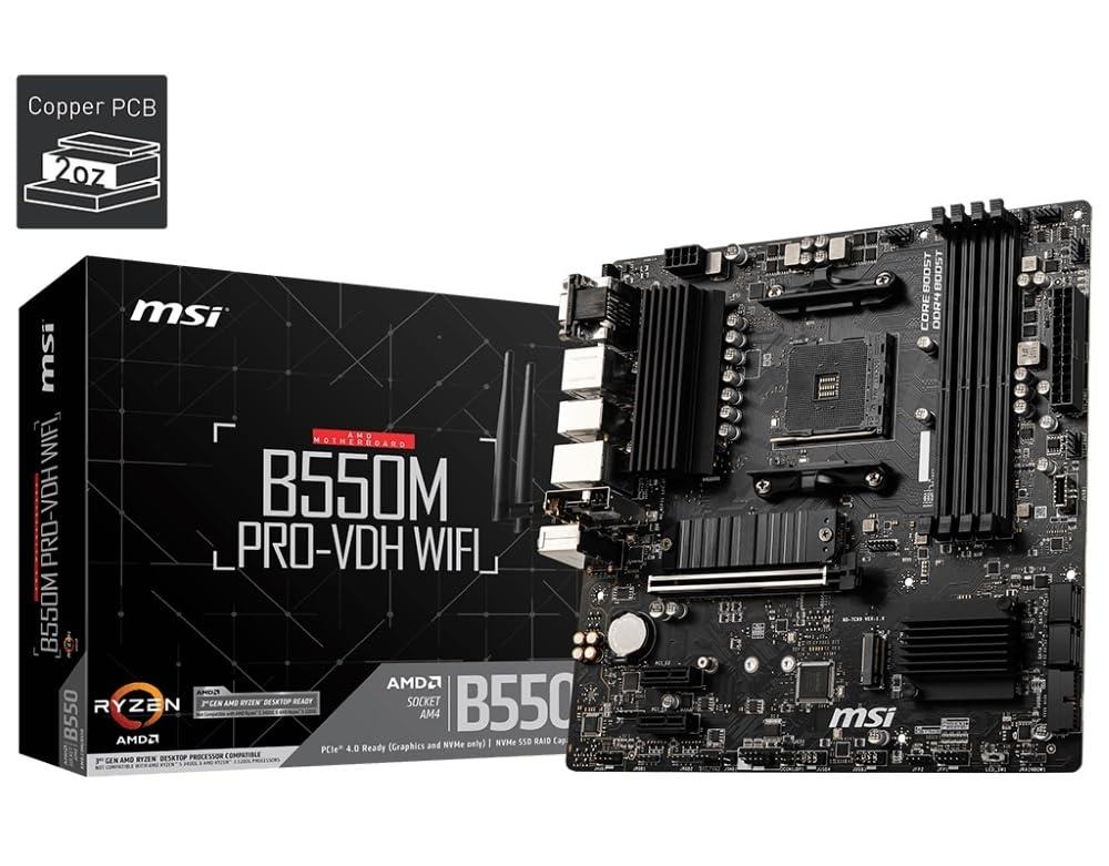 MSIお母さんゲーム盤 B550M PRO-VDH WIFI Ryzen 5000つづき物 (AM4)相応う M.2ヒートシンク Wi-Fi役立つこと MicroATX [AMD B550 積み上げる] MB5033