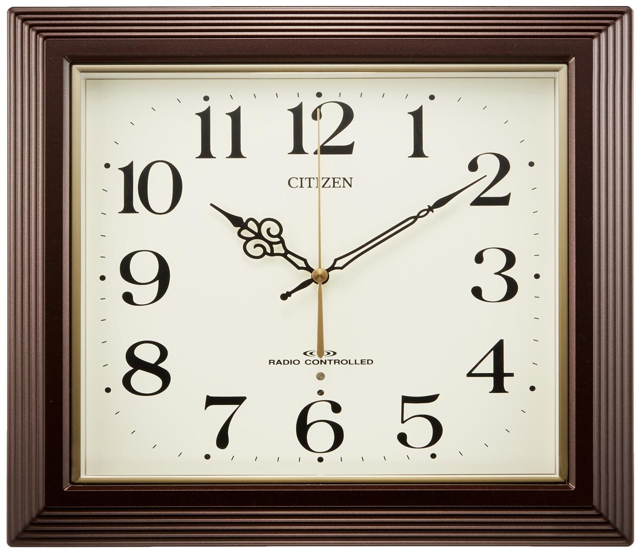 リズム(RHYTHM) シチズン 掛け時計 電波時計 アナログ 四角 茶 CITIZEN 「 八坂 」4MY803-006