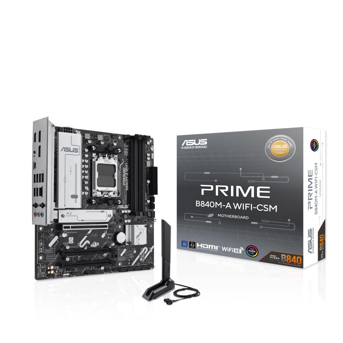 ASUS AMD AM5 AMD B840 micro-ATX マザーボード Ryzen 9000 &8000 & 7000 Series 対応/PRIME B840M-A WIFI-CSM