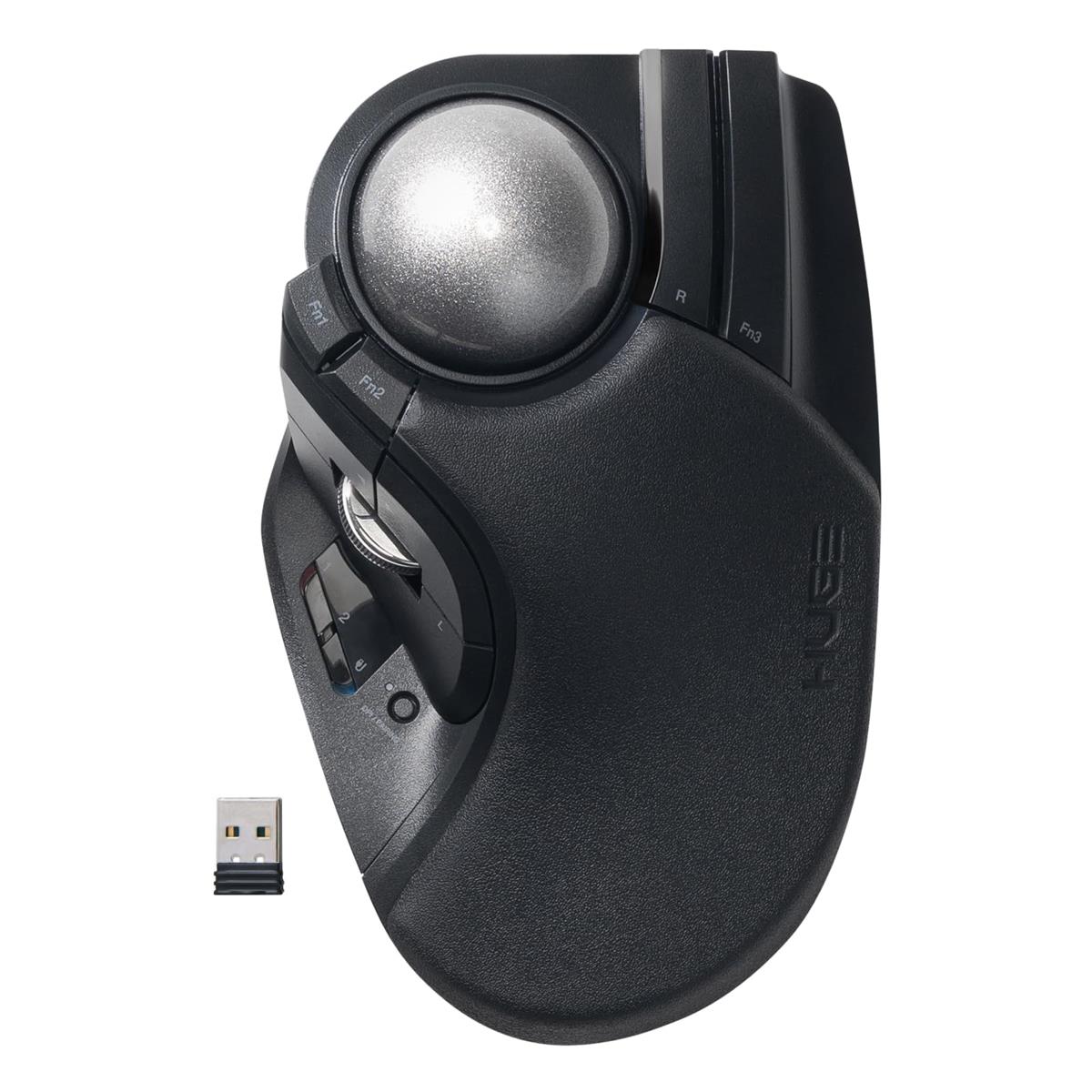 エレコム トラックボールマウス HUGE PLUS 静音 ベアリング支持 充電式 Bluetooth 無線2.4GHz 有線 3台マルチペアリング 10ボタン チルトホイール 　 ブラック M-HT1MRBK-G