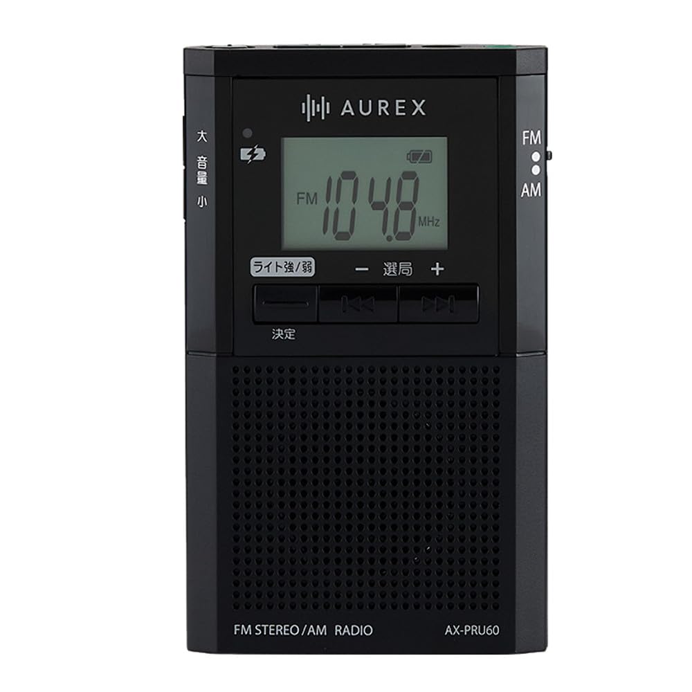 東芝 ポケットラジオ LEDライト付き 防災グッズ AX-PRU60(K)