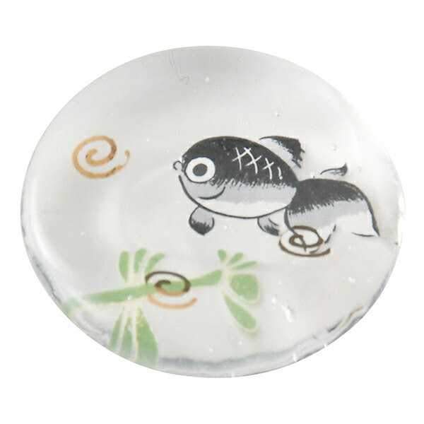 涼風箸置き 金魚黒（丸）５個セットガラス製 お箸置き おはしおき 和食器 和風 和モダン レトロ 風流 料理演出 和食 料亭 旅館 和テイスト かわいい 和雑貨 きんぎょ