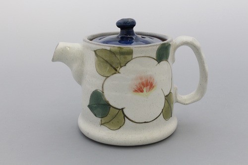 日本製 色釉白花 ポット（小） 急須 陶器 花柄 レトロ 国産 おしゃれ かわいい ギフト 贈り物 プレゼント 記念品