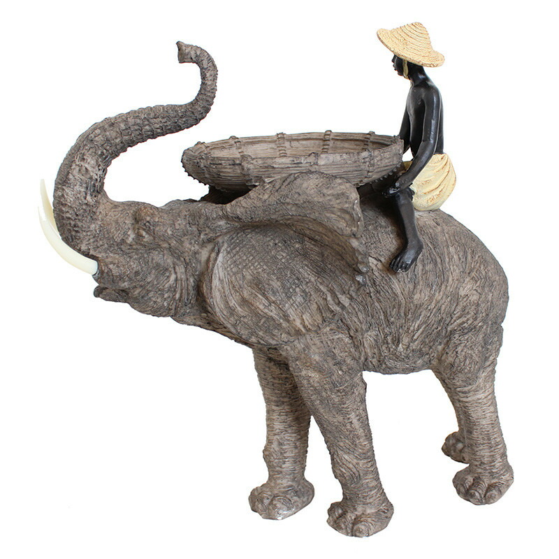 オブジェ置物 ゾウ 象遣い 小物入れ コンポート 小物置き ミニチュア 置物 アニマルオブジェ エスニック レトロ 飾り物 モダン インテリア 海外雑貨 輸入雑貨 アンティーク モダン Educaps Com Br