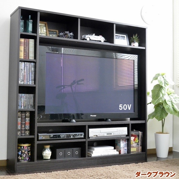 送料無料 50インチ対応 135幅 テレビ台 壁面収納 ゲート型 ダークブラウン 50型 ハイタイプ 壁面 大容量 収納 木製 おしゃれ TVボード  AVボード テレビラック TV台 スタイリッシュ モダン 北欧 即納特典付き