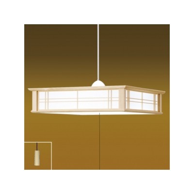 ペンダントライト和風ＬＥＤタイプ 木製枠 強化和紙シート貼 8畳用 プルスイッチ付 昼光色 ＲＶ80074 日本製 おしゃれ シンプル 照明 タキズミ 和室 和モダン