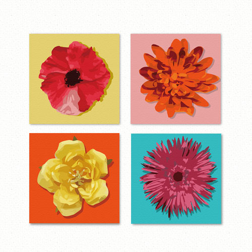 花モチーフのファブリックパネルセット Mサイズ（30cm×30cm） ウォールアート 壁掛け おしゃれ 北欧 モダン 新築祝い 開店祝い 結婚祝い お洒落 玄関 寝室 リビング 応接室