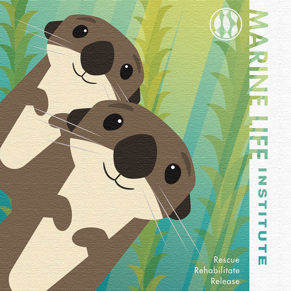 ファインディング・ドリーのインテリア小物 ファブリック アート ラッコたち Mサイズ（30cm×30cm） ウォールアート 壁掛け おしゃれ 北欧 モダン 新築祝い 開店祝い 結婚祝い お洒落 玄関 寝室 リビング 応接室画像