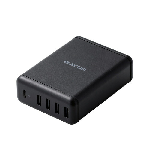 エレコム スマートフォン・タブレット用AC充電器 USB-A4ポート(おまかせ充電) Type-C1ポート(PD30W) 電源ケーブル1.5m ブラック MPA-ACD02BK