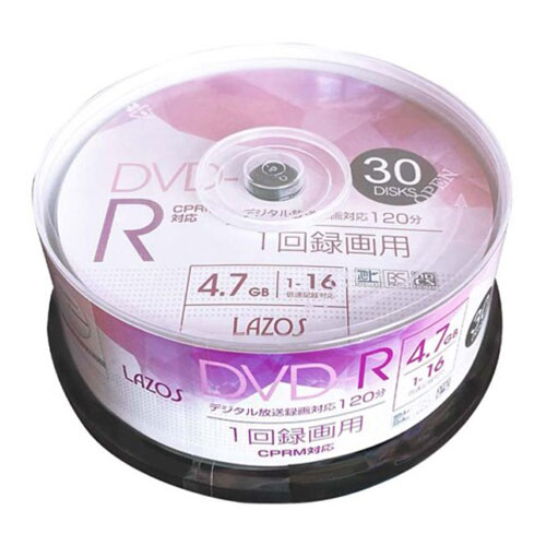 【360枚セット(30枚×12セット)】 Lazos 録画用DVD-R L-CP30PX12