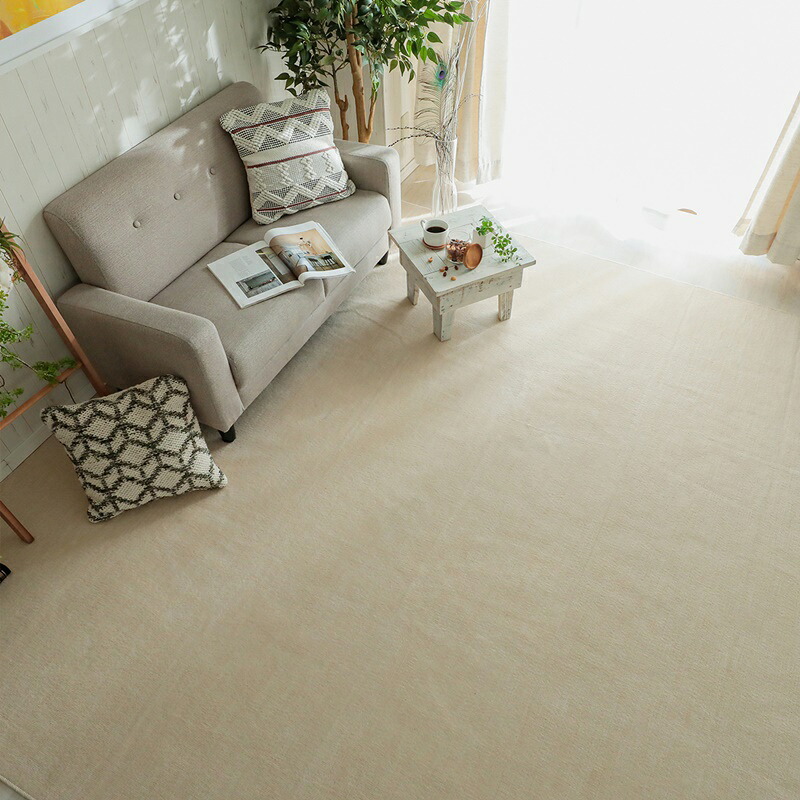 カーペット ラグ 352x352cm アイボリー 絨毯 簡敷カーペット ジューバ 正方形 ラグマット じゅうたん 無地 シンプル おしゃれ 北欧 モダン カントリー カジュアル ひとり暮らし リビングカーペット リビングラグ ホットカーペット対応 床暖房 抗菌 防臭 メンズ レディース｜ベッド・家具通販furniture store