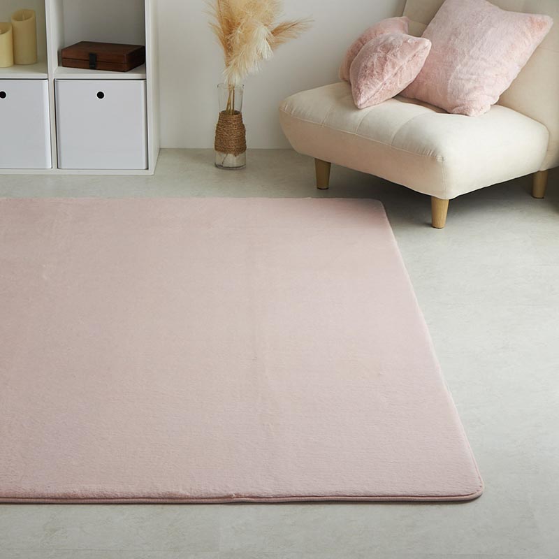 ラビットファー ラグ 190x240cm ピンク ラファ ラグマット ラグカーペット 洗える すべり止め ウォッシャブル ホットカーペットカバー おしゃれ かわいい 韓国風 一人暮らし リビング 白家具 北欧 さらさら ふっくら