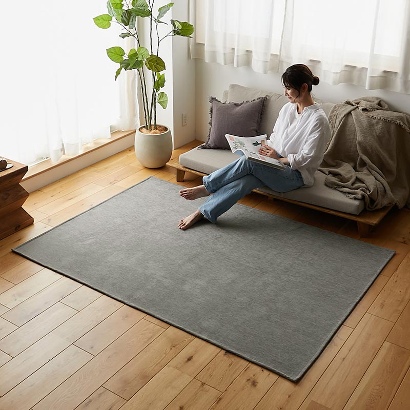 ラグカーペット 130x190cm グレー 洗える 洗濯機対応 ラグマット すべり止め付き はっ水 おしゃれ シンプル 北欧 モダン カジュアル ヘリンボーン 薄手 ホットカーペット対応 ウォッシャブル