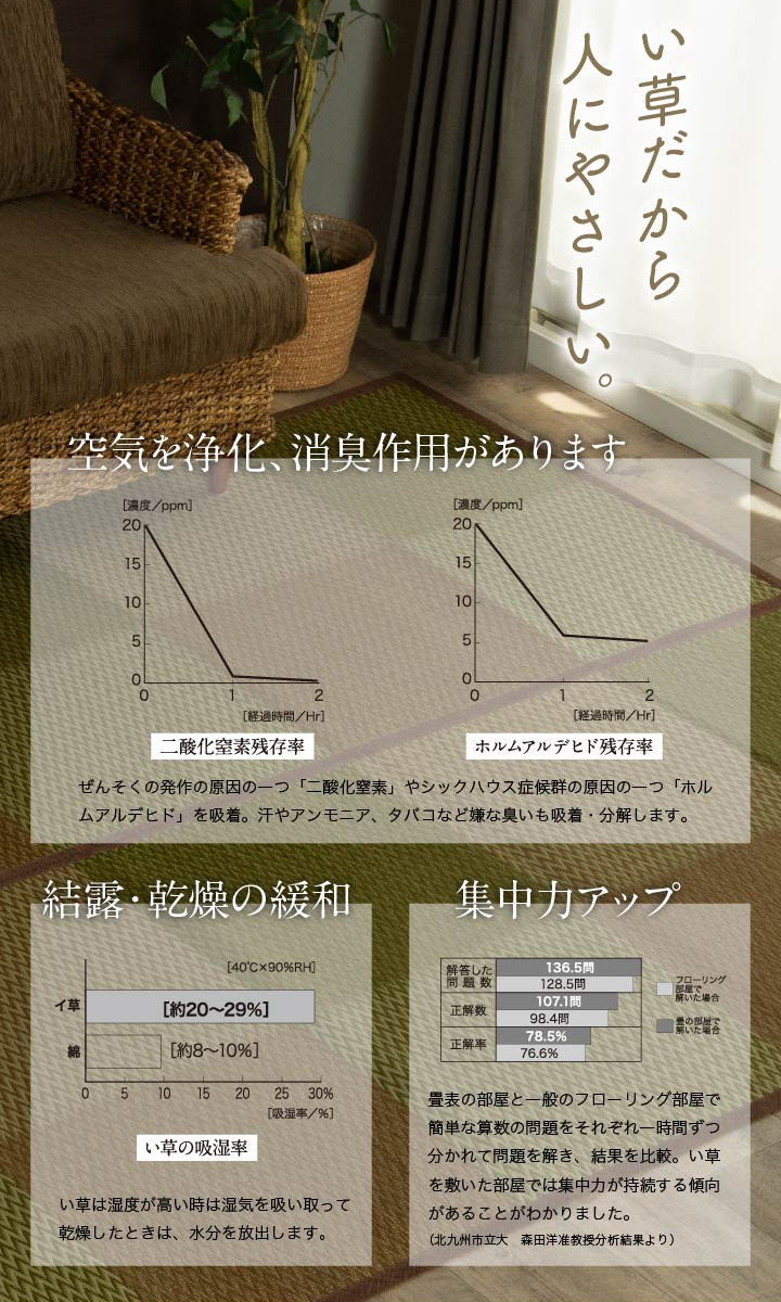 イケヒコ い草 ラグ カーペット 花ござ ピーア 本間8畳 ブルー 約382