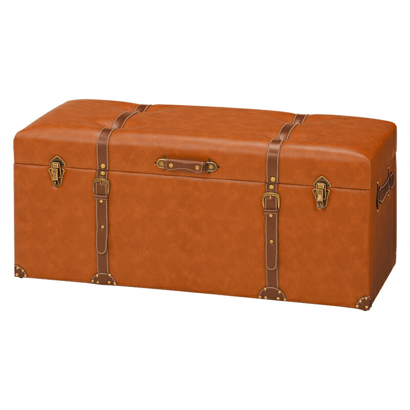 かっこいい 椅子 ボックス型 チェア Mc 6002lbr インテリア 寝具 収納 スツールボックス インテリア 足置き 送料無料 トランク型収納スツール テキサス かっこいい 合皮 かっこいい チェスターシリーズ 収納スツール ライトブラウン 椅子 ブルックリン アメリカン