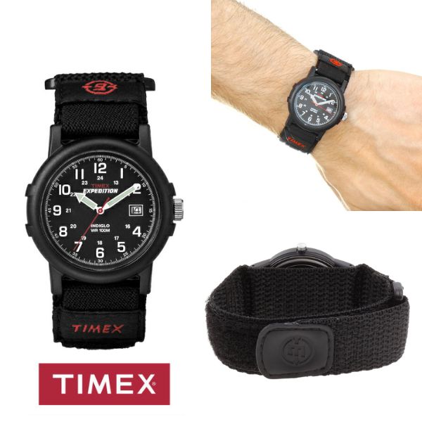 TIMEX 五分五分メックス T40011 キャンパー Camper EXPEDITION 出軍 ナイロン三尺帯 インディグロナイトライト ウオッチ 石英 黒 黒いこと 分かりやすい