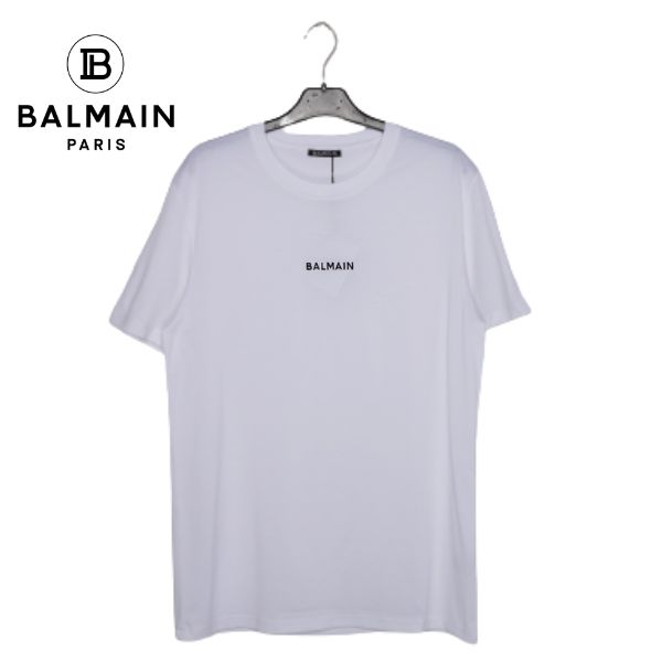 【大きな引き下げ中!!】\u003cBR\u003eBALMAIN バルマン メンズ ティーシャツ 12646 半袖 ロゴタイプ 白 白いこと