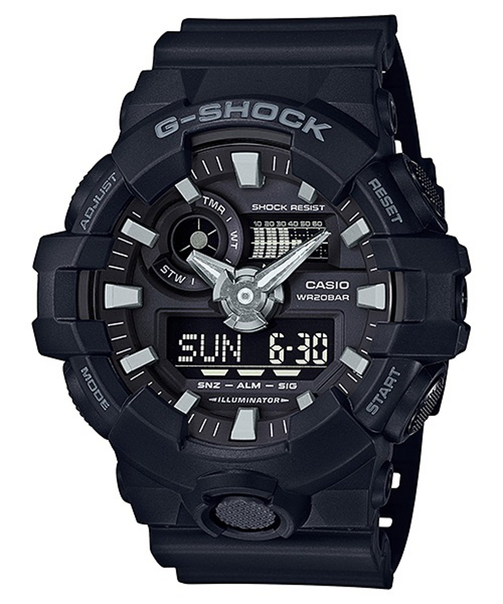 【北海道・沖縄 配送不可】CASIO カシオ G-SHOCK Gショック GA-700-1B ブラック シルバー メンズ 腕時計 並行輸入品｜R-TIME 店 8,740円