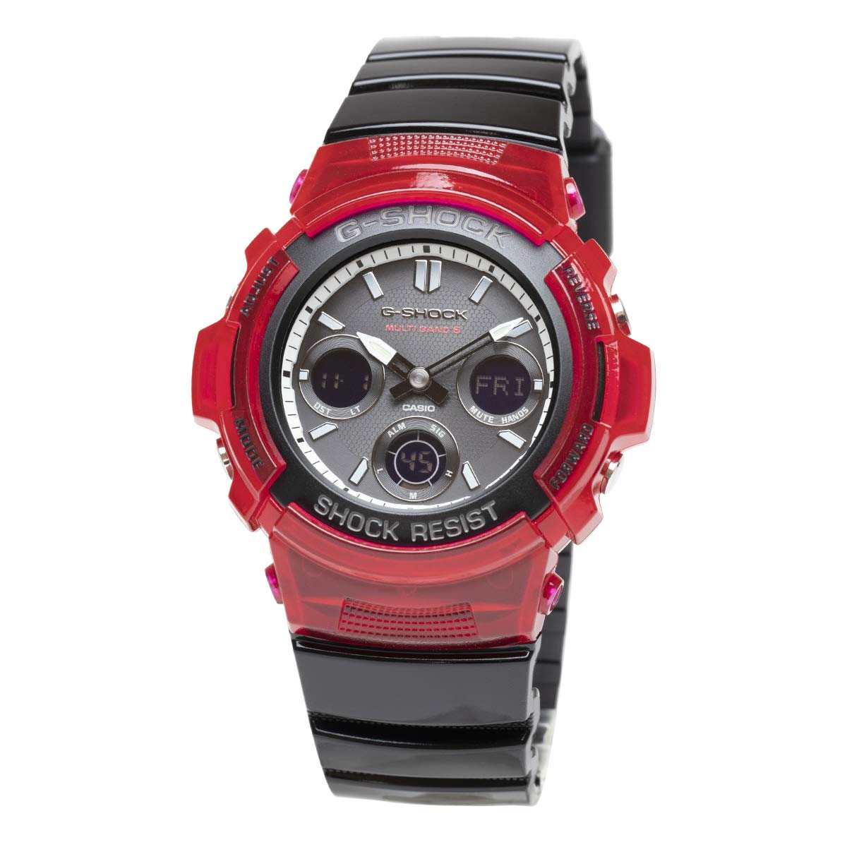 CASIO カシオ G-SHOCK Gショック AWG-M100SRB-4A メンズ 腕時計 アナデジ 電波ソーラー ブラック レッド 黒 赤 並行輸入品｜R-TIME 店