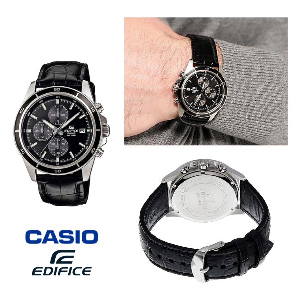 CASIO カシオ EDIFICE EFR-526L-1A エディフィス クロノグラフ メンズ 男性 腕時計 レザー 革｜R-TIME 店