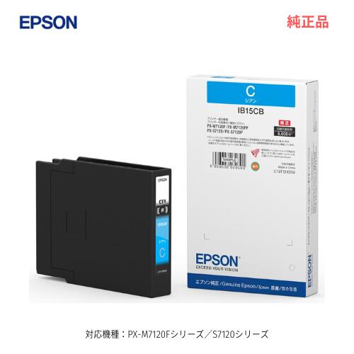 EPSON／エプソン IB15CB シアン 大静電容量 インキ薬莢 純然たる品 新品 （商行為印刷人 PX-M7120F続きもの／S7120続きもの 相応う）