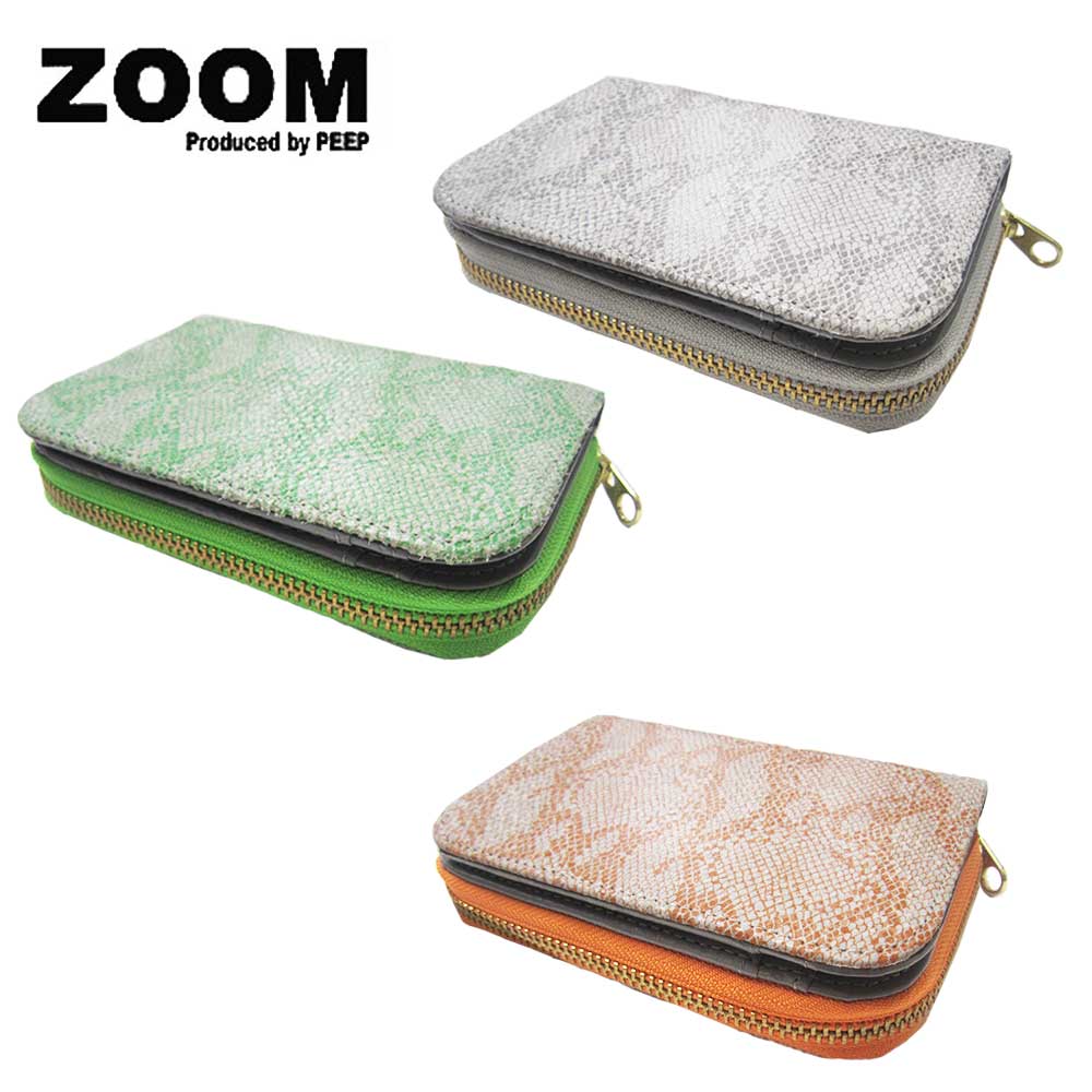ZOOM ズーム 財布/本革 パイソン柄 財布 2ツ折 本皮 ウォレット 二つ折り グレー グリーン オレンジ ZOOM ズーム サイフ レディース メンズ 小物 雑貨 プレゼント ギフト 子供服 子ども服 こども服｜インポート子供服 バケーション