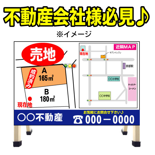 不動産　分譲地看板　売地看板　不動産/売り物件/売物件　A型看板　コンパクト　a型看板　不動産看板　業務用 送料無料　管理　管理地　売り地｜京都の老舗看板屋株式会社ラウディ