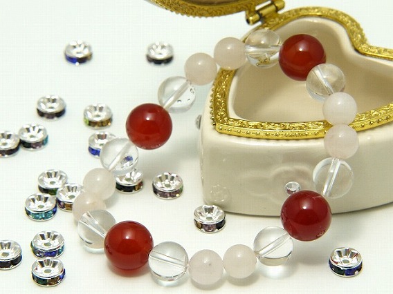 楽天市場】レッドアゲート ハート 水晶AAA4mm ブレスレット 天然石