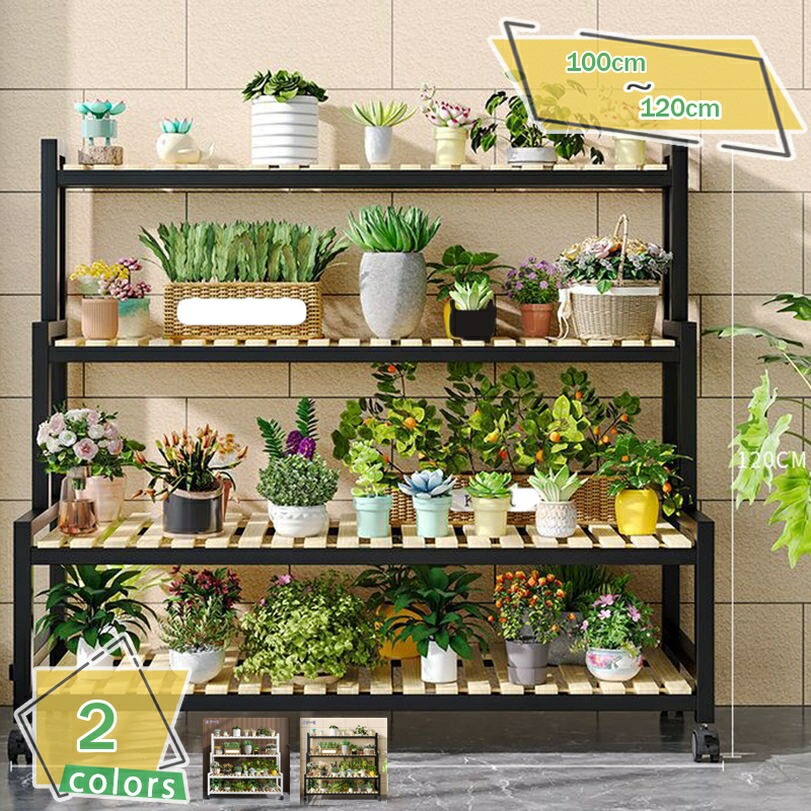 植木鉢棚 屋外園芸棚 花立て 屋内保存棚 花置き棚 キャスター付き ガーデニング 棚 フラワースタンド 屋外 室内 観葉植物 花台 組み立てが簡単 超耐荷重 4段 盆栽スタンド 花置きスタン|R1ゆりショップ