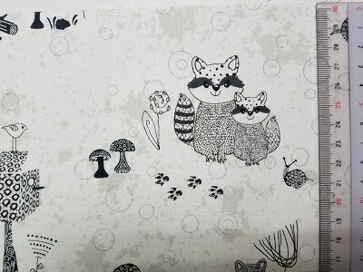 楽天市場 北欧プリント Rocky Racoon 912 藍紺 913 鶯 色 914 オフ白 シーチング素材 パッチワーク生地 輸入生地 アールツーストア