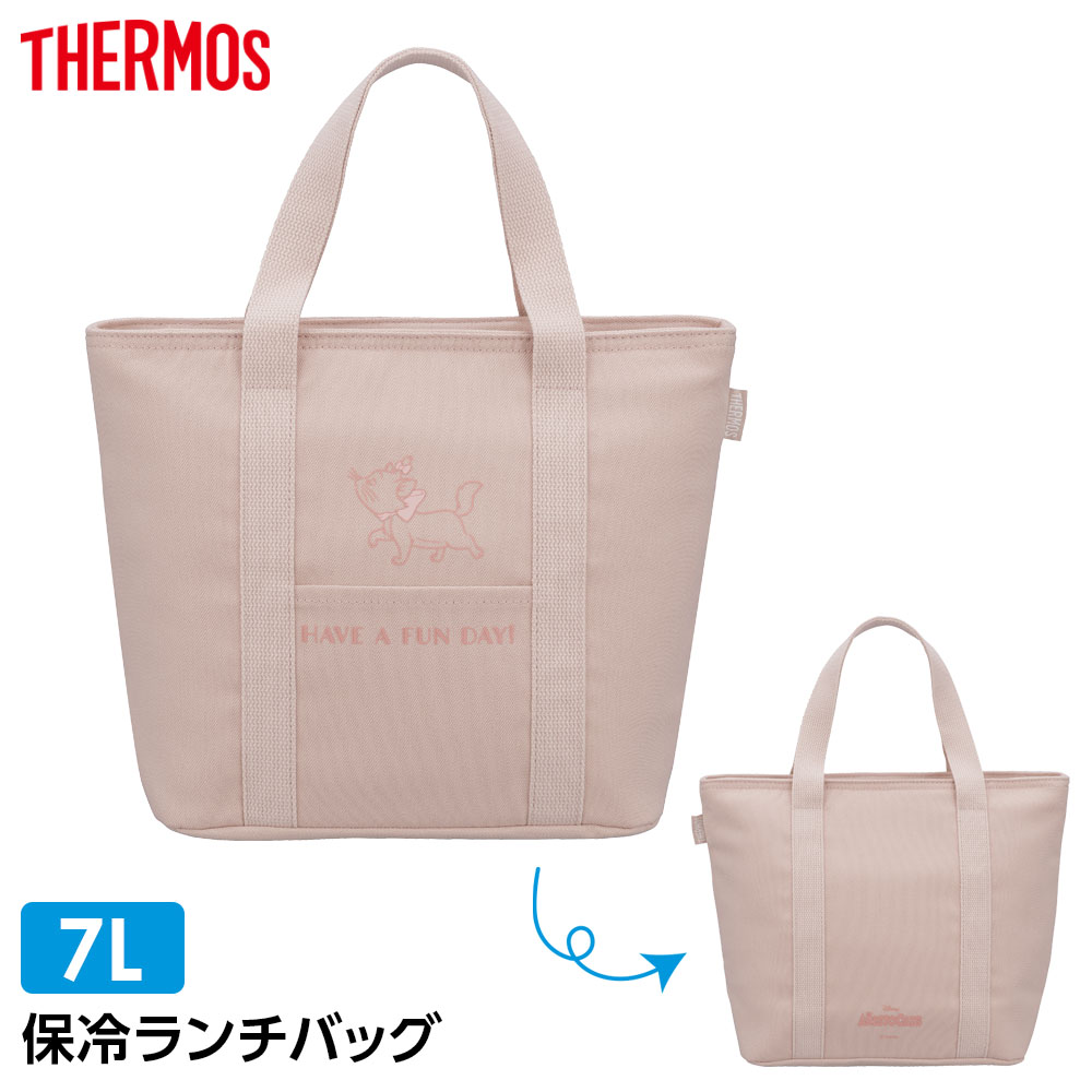 サーモス 保冷ランチバッグ 7L RFF-0071DSPGG マリー ｜ THERMOS おしゃれキャット マリーちゃん 弁当 バッグ かわいい 保冷バッグ 弁当入れ 持ち運び 洗える ピンク ディズニー サブバッグ キャラクター画像