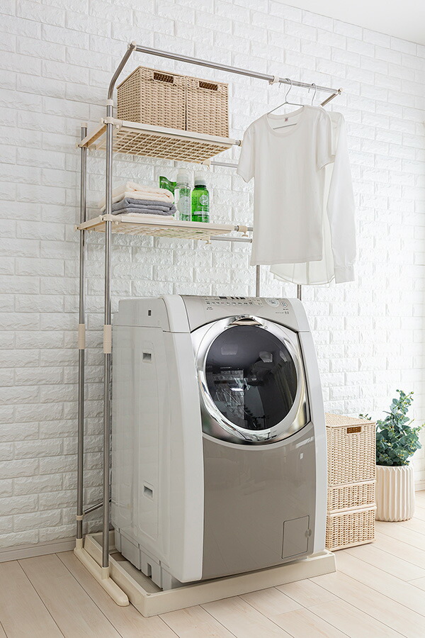 楽天市場 積水樹脂 洗濯機ラック ステンレス洗濯機ラック ステン ホワイト Ssr 40 ランドリーラック ステンレスパイプ 洗剤置き オンラインショップ びーんず