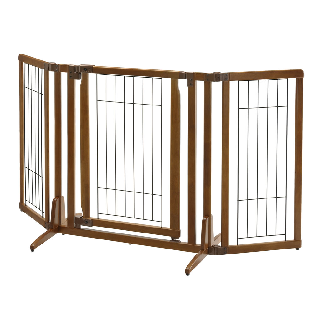 リッチェル 飛び出し 犬 柵 室内 中型犬 木製おくだけドア付ペットゲート ハイタイプ レギュラー ブラウン ブラウン 置くだけ 犬用 フェンス 犬の ガード 仕切り 飛び出し 防止 自立 玄関 キッチン 中型犬 小型犬 幅調節 オンラインショップ びーんず置くだけ 犬用