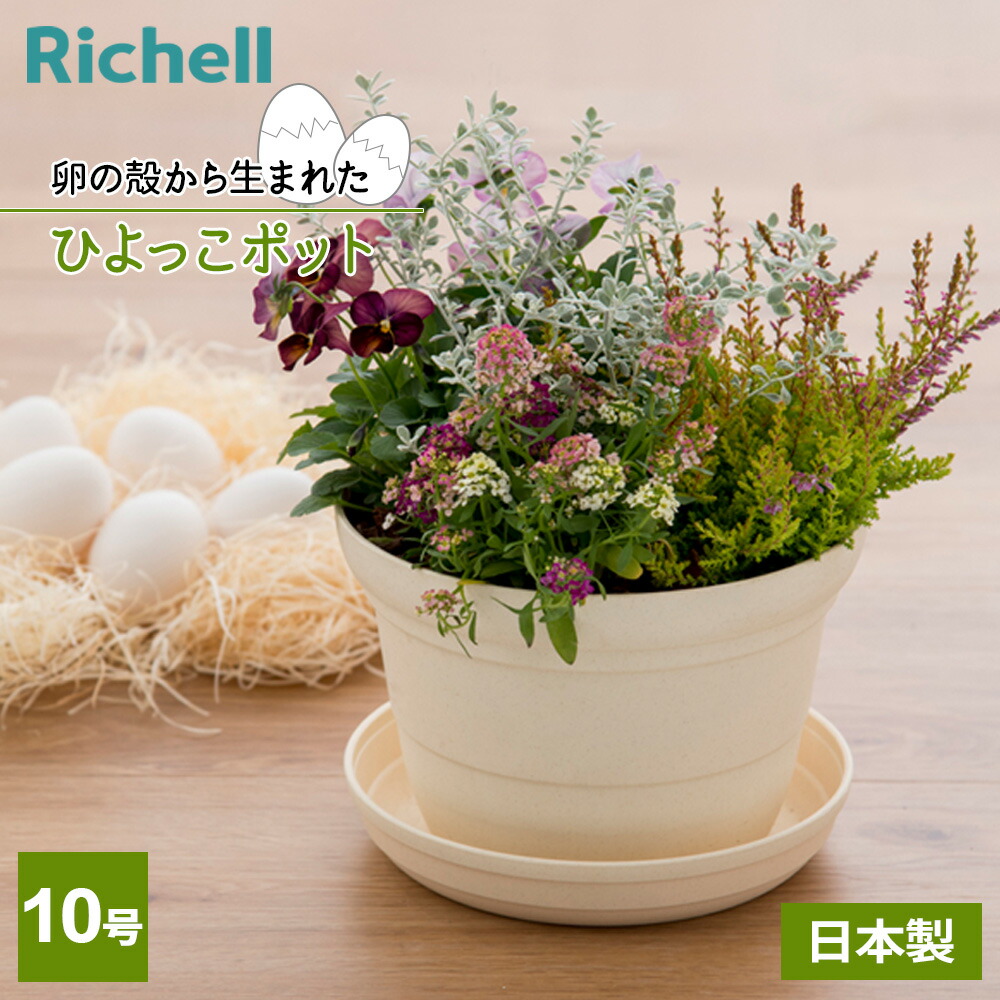 【楽天市場】リッチェル ひよっこ ポット 10号 ベージュ 170353 ｜ 植木鉢 鉢 プランター 浅め 直径30cm 日本製 シンプル