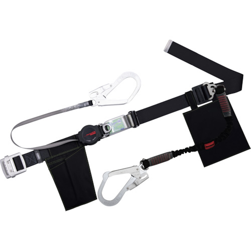 (LINEクーポン有)藤井電工 TBORL2593NVBLKBKLBP ツヨロン 胴ベルト型墜落制止用器具 TB-ORL-2-593-NV ランヤード+補助ロープ ワンハンドリトラ+ノビロン 軽量型 黒 Lサイズ FUJIIDENKO