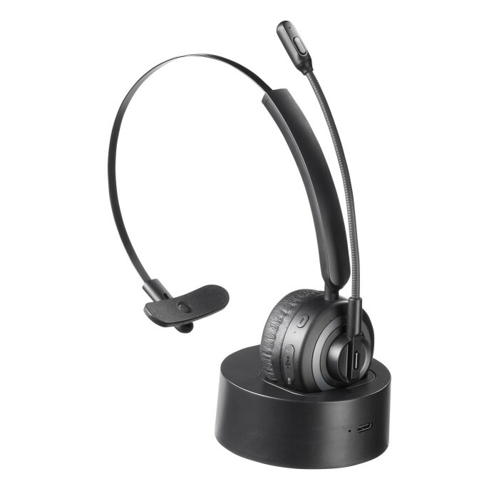 (LINEクーポン有)サンワサプライ MM-BTMH66BK Bluetoothヘッドセット(ノイズキャンセル機能・充電クレードル付き) SANWASUPPLY｜住設と電材の洛電マート