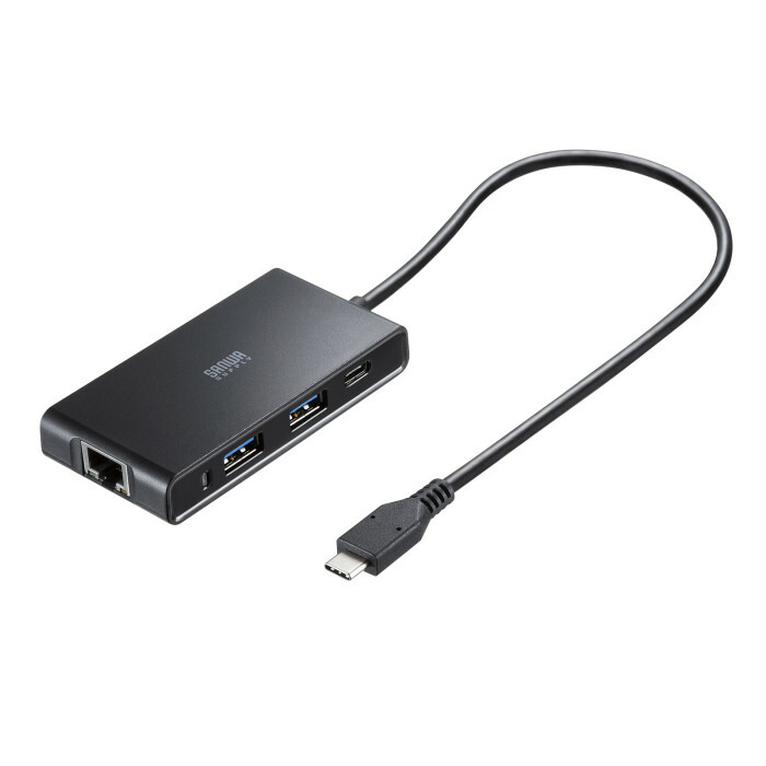 (LINEクーポン有)サンワサプライ USB-3TCLS8BK USB Type-Cハブ付き ギガビットLANアダプタ SANWASUPPLY|住設と電材の洛電マート