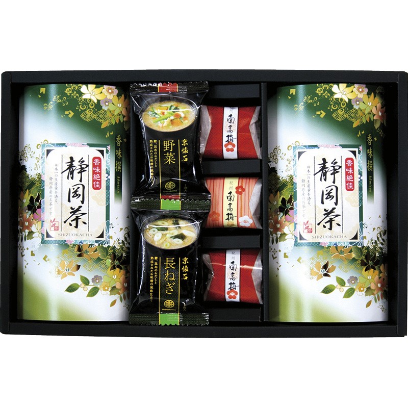 (LINEクーポン有)TUM-EO 静岡茶・梅・味噌汁詰合せ ギフト 内祝い 贈り物 贈与品 プレゼント お返し (代引不可) (のし包装無料対応可)