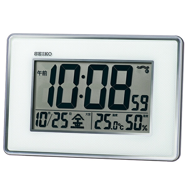 (LINEクーポン有)セイコー SQ443S デジタル電波掛け置き時計 銀色メタリック SEIKO