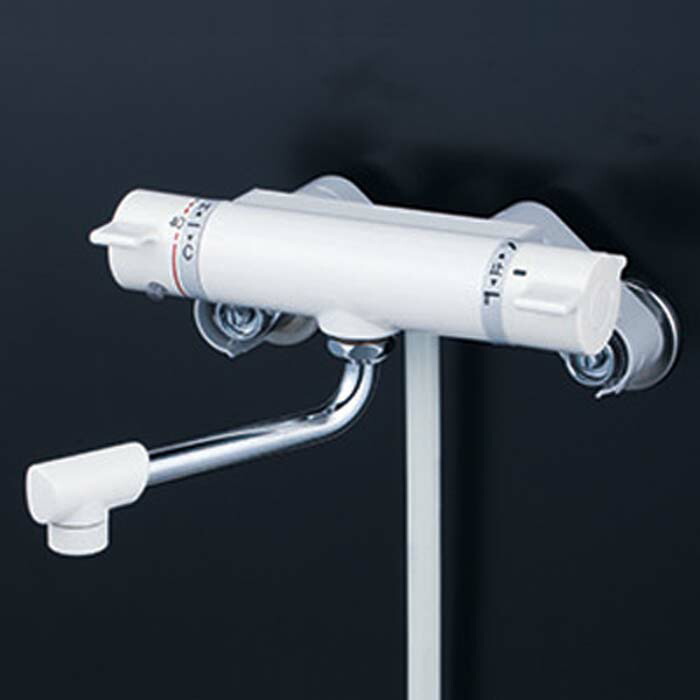 (LINEクーポン有)KVK KF800WC4 サーモスタット式シャワー・ホワイト(150mmパイプ付)(寒冷地用)(代引不可)|住設と電材の洛電マート