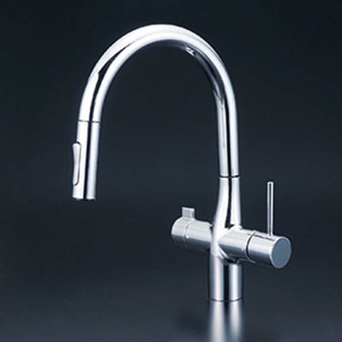(LINEクーポン有)KVK KM6081ECHS ビルトイン浄水器用シングルシャワー付混合栓 撥水(代引不可)