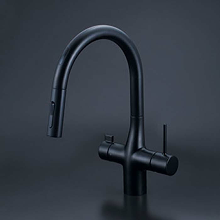 (LINEクーポン有)KVK KM6091DECM5 ビルトイン浄水器用シングルシャワー付混合栓(センサー) 電池 マットブラック(代引不可)