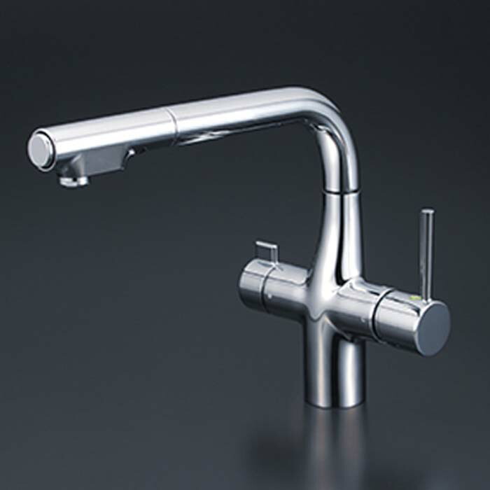 (LINEクーポン有)KVK KM6121SCEC ビルトイン浄水器用シングルシャワー付混合栓(eレバー)(代引不可) の商品写真