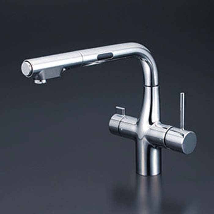(LINEクーポン有)KVK KM6131DSCEC ビルトイン浄水器用シングルシャワー付混合栓(センサー) 電池(代引不可)｜住設と電材の洛電マート