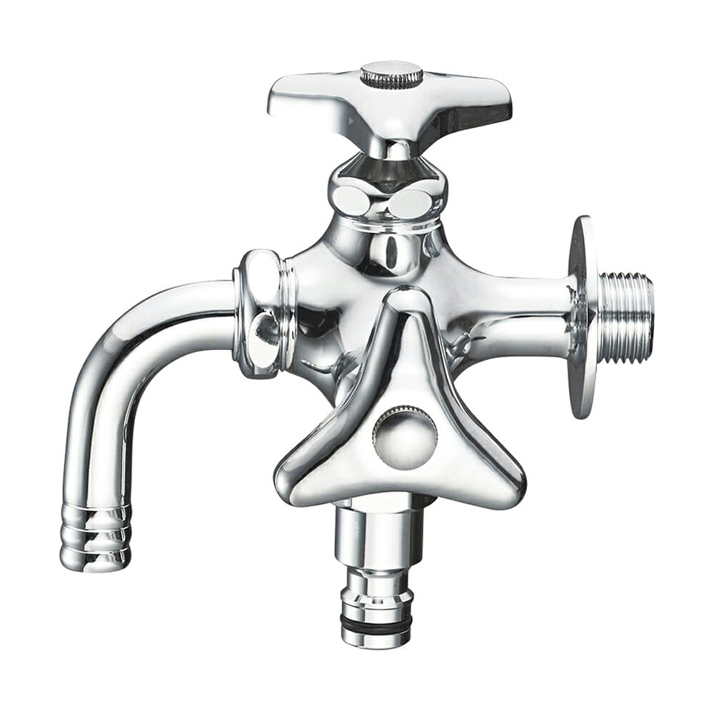 (LINEクーポン有)三栄水栓 F126V-13 散水用二口横水栓 SANEI
