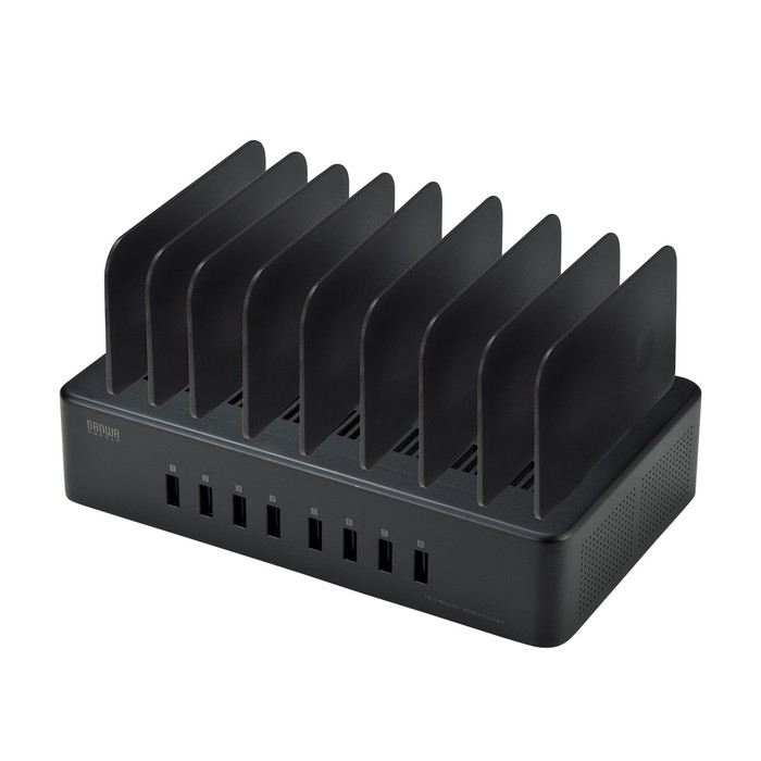 (LINEクーポン有)サンワサプライ ACA-STN74BK USB充電スタンド(8ポート・合計19.2A・高耐久タイプ)