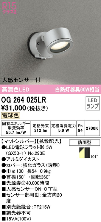 SALE／87%OFF】 送料無料 オーデリック OG264025LR エクステリアライト LEDランプ 電球色 人感センサー付 fucoa.cl